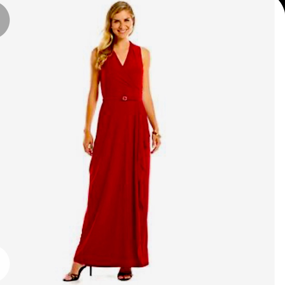 Chaps Surplice Drape front evening gown